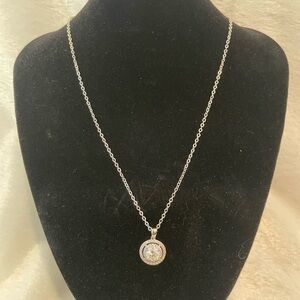 1.0ct women’s round Moissanite with double halo pendant necklace